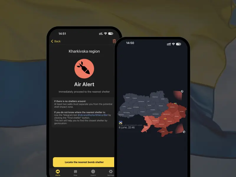 Stfalcon helped develop the Air Alert app for real-time emergency notifications in Ukraine