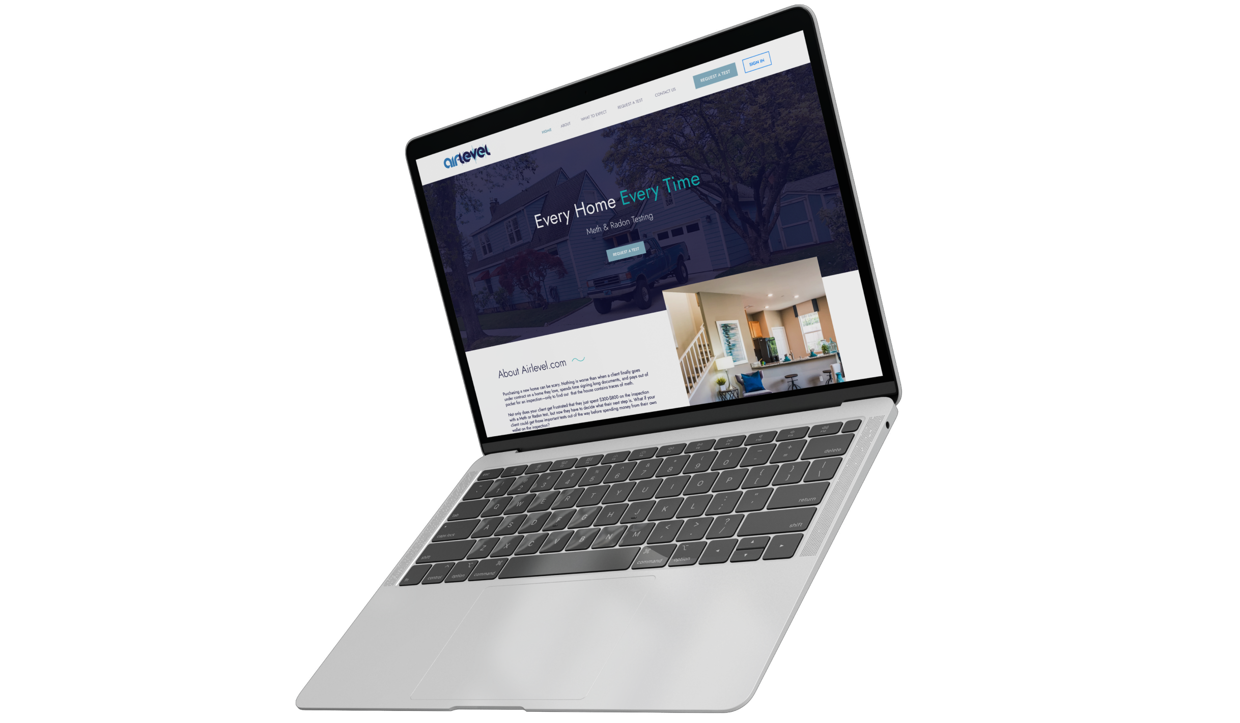 laptop displaying a website for home services