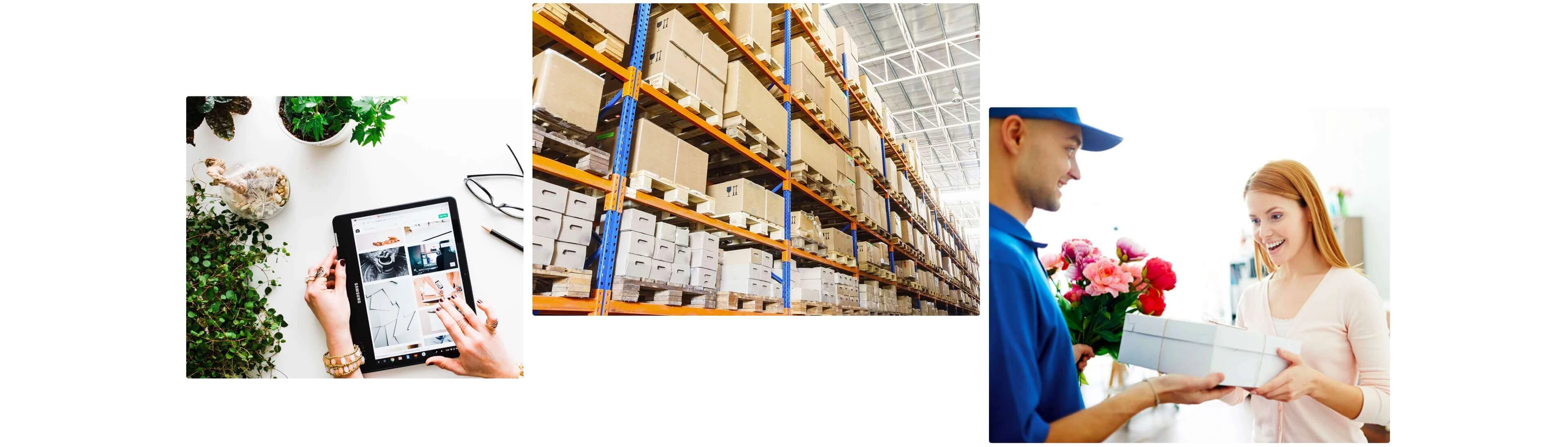 purchase history from order on tablet, warehouse work to satisfied customer