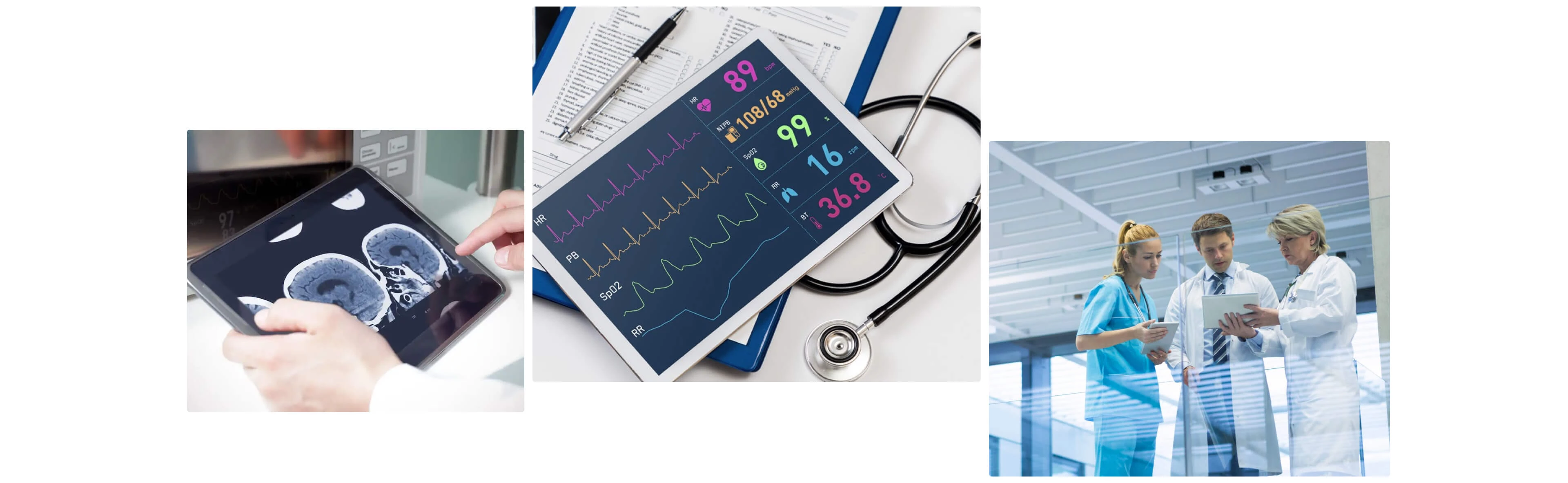 vital signs monitoring in tablet display