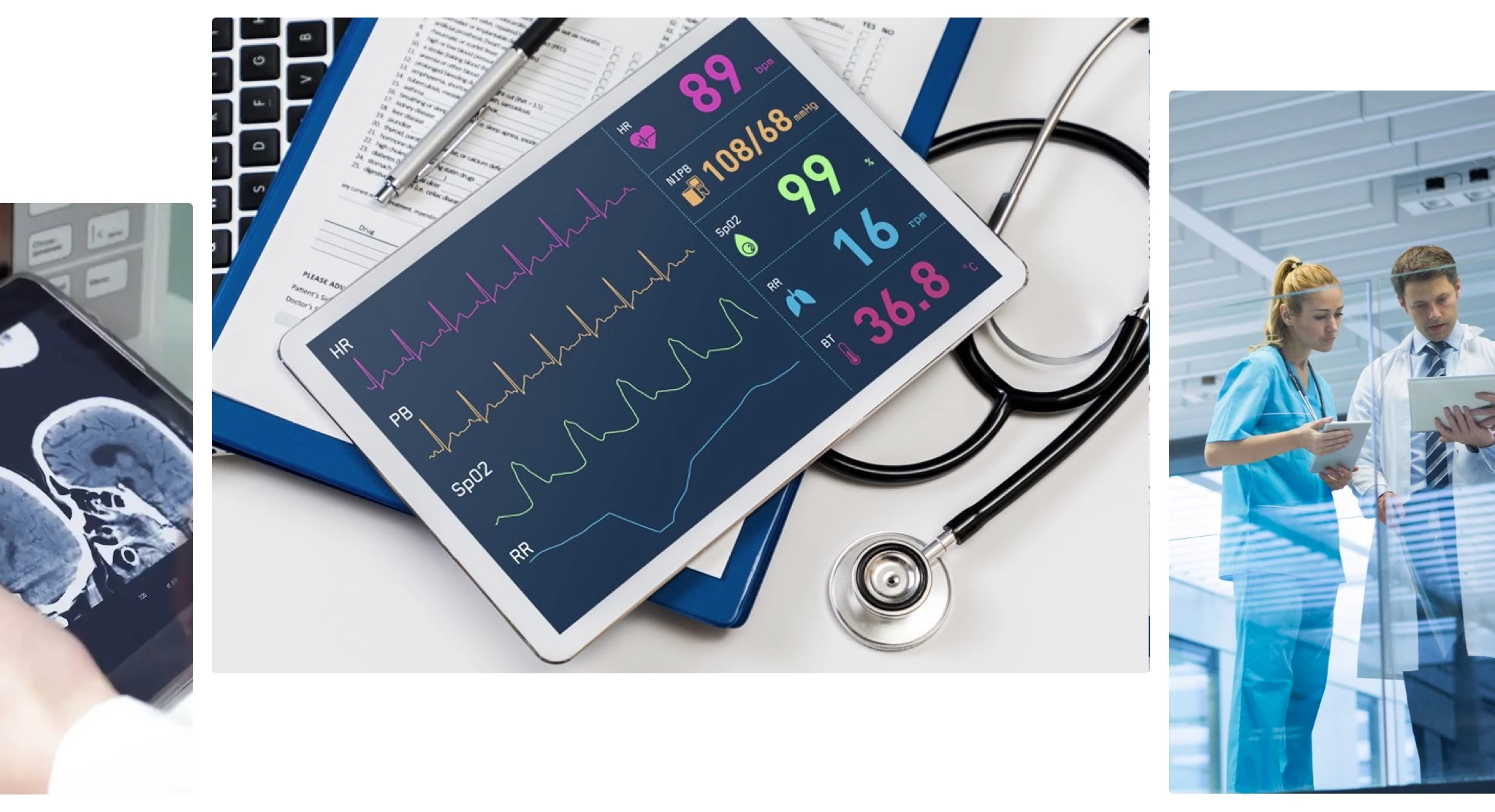 tablet displayed vital signs monitoring